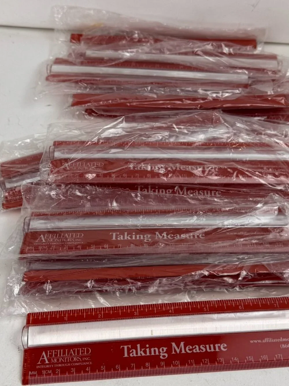 affiliated monitors red 8 inch magnifying bar ruler desk paperweight new nos